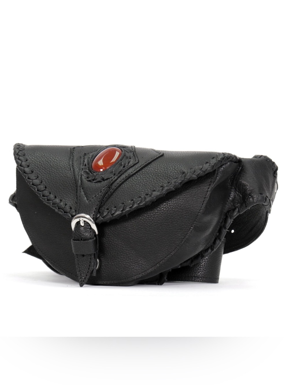 Milwaukee Leather MP8835 Women's Leather Braided Hip Belt Bag with stone